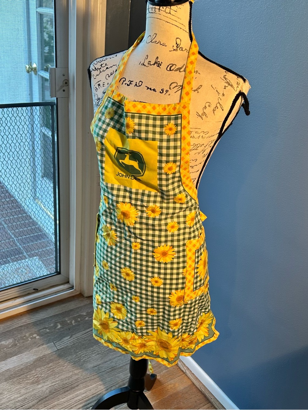 John Deere Sunflower Gingham Apron